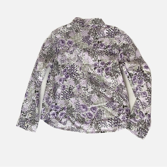GAP Kids Girl’s Purple Floral Button Down Top - Size Small - Picture 2 of 8
